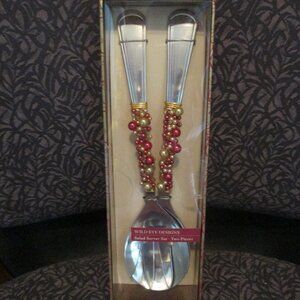 Wild Eye Design NEW Beaded Stainless Serving Set 2 piece 10"